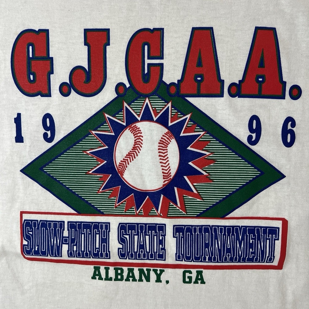 Vintage 1996 GJCAA Snow Pitch State Tournament Tshirt Jerzees Albany GA Size XL - Picture 5 of 8
